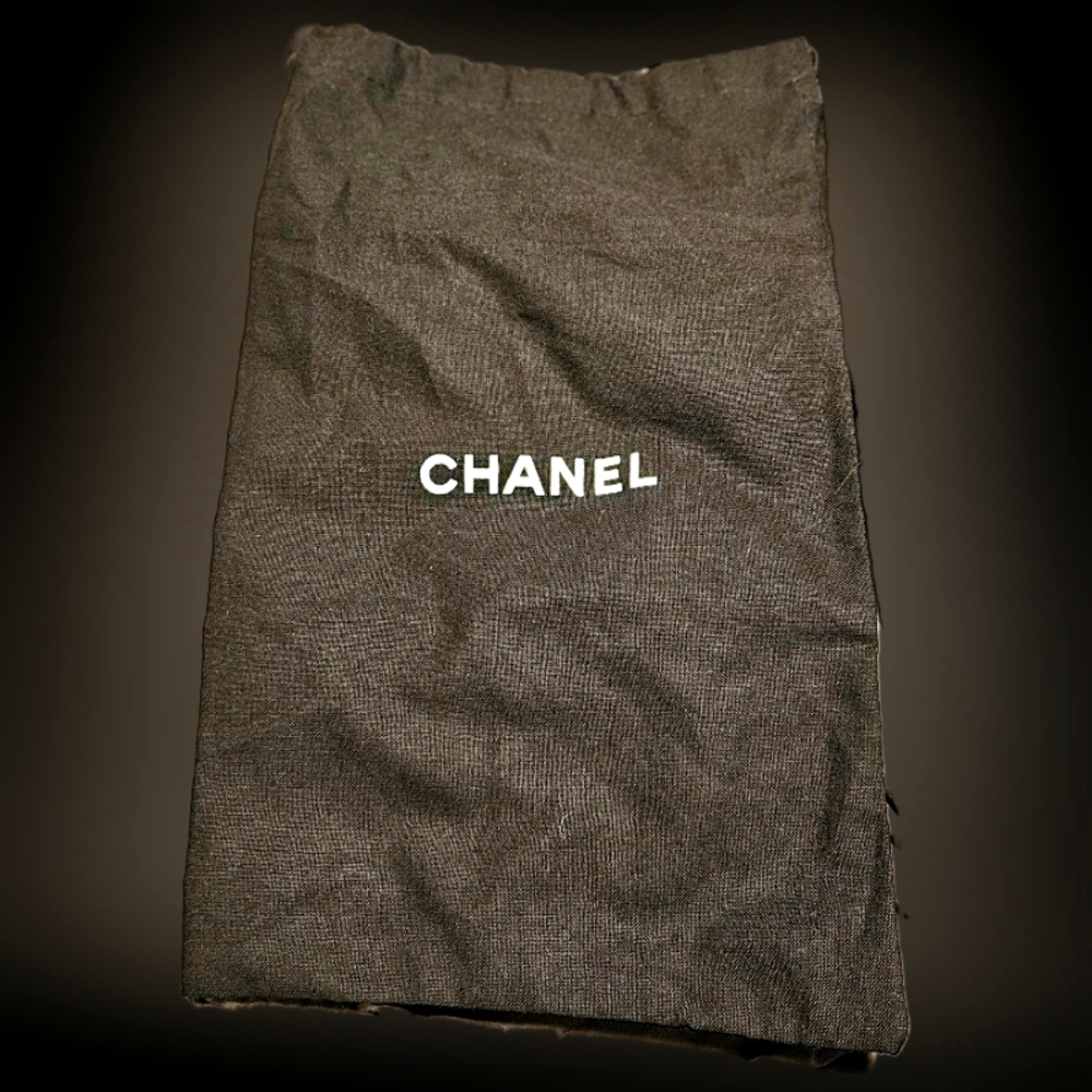 ONE (1) AUTHENTIC CHANEL SHOE DUSTBAG BLACK w/BLACK TIES!